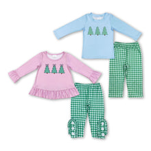 Load image into Gallery viewer, Pink Christmas tree top plaid leggings children clothing