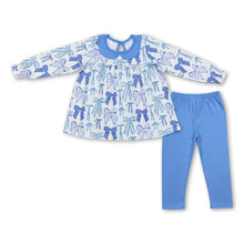 Load image into Gallery viewer, Long sleeves bow tunic leggings girls clothing set
