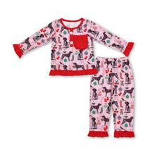 Load image into Gallery viewer, Dog gloves gift candy cane girls Christmas pajamas