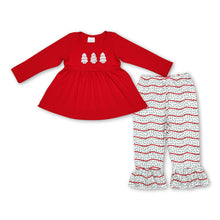Load image into Gallery viewer, Christmas tree cake red tunic ruffle pants girls clothes