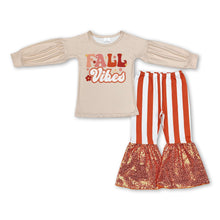 Load image into Gallery viewer, Fall vibes top stripe sequin pants girls clothing set