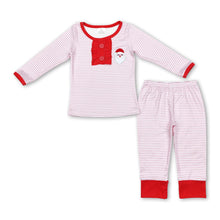 Load image into Gallery viewer, Long sleeves pink stripe santa kids girls Christmas pajamas