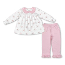 Load image into Gallery viewer, Pink santa tunic ruffle pants girls Christmas clothing
