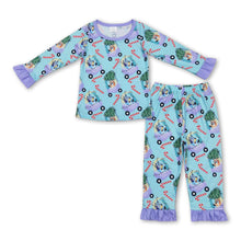 Load image into Gallery viewer, Lavender dog candy cane Christmas tree car girls pajamas