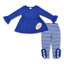Load image into Gallery viewer, Blue football tunic stripe leggings girls clothing set