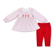 Load image into Gallery viewer, Pink stripe candy cane tunic leggings girls Christmas outfits