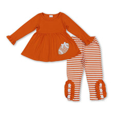 Load image into Gallery viewer, Orange long sleeves football tunic stripe leggings girls clothes