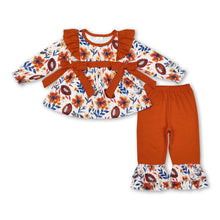 Load image into Gallery viewer, Floral football bow tunic ruffle pants girls clothes