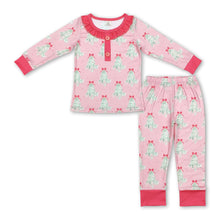 Load image into Gallery viewer, Long sleeves ruffle Christmas tree baby girls pajamas