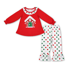 Load image into Gallery viewer, Candy house tunic polka dots pants girls Christmas outfits