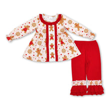 Load image into Gallery viewer, Gingerbread tunic ruffle pants girls Christmas outfits