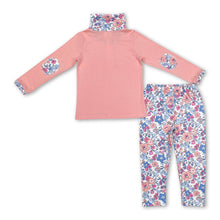 Load image into Gallery viewer, Pink floral zipper pullover leggings girls clothes