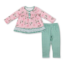 Load image into Gallery viewer, Green plaid duck bow tunic leggings girls clothes