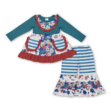 Load image into Gallery viewer, Long sleeves floral patchwork pocket girls fall clothes