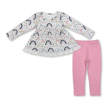 Load image into Gallery viewer, Rainbow heart tunic pink leggings girls clothing set