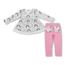 Load image into Gallery viewer, Rainbow heart tunic pink leggings girls clothing set