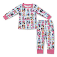 Load image into Gallery viewer, Pink Christmas hat dog deer kids girls pajamas
