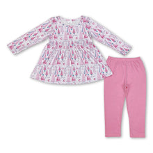 Load image into Gallery viewer, Pink Christmas tree tunic pockets leggings girls clothes