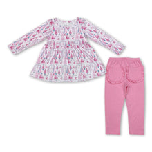 Load image into Gallery viewer, Pink Christmas tree tunic pockets leggings girls clothes