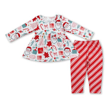 Load image into Gallery viewer, Santa candy cane Christmas tree tunic stripe leggings girls clothes