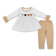 Load image into Gallery viewer, Chicken polka dots tunic leggings girls clothing set