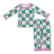 Load image into Gallery viewer, Pink Christmas hat plaid candy cane kids girls pajamas