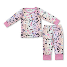 Load image into Gallery viewer, Pink long sleeves guitar singer girls pajamas