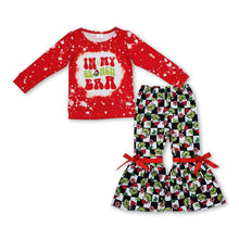 Load image into Gallery viewer, Red bleached green face era top plaid pants girls Christmas clothes