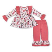 Load image into Gallery viewer, Boots cactus hat tunic ruffle pants western girls outfits