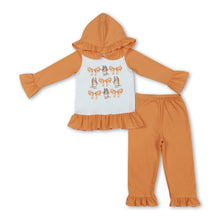 Load image into Gallery viewer, Yellow dog bow ruffle hoodie pants girls clothing set
