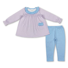 Load image into Gallery viewer, Lavender stripe pockets tunic leggings girls clothes