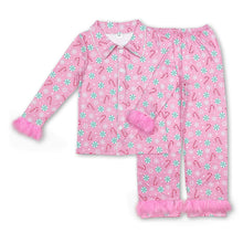 Load image into Gallery viewer, Candy cane adult women button down Christmas pajamas