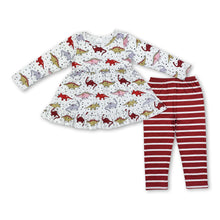 Load image into Gallery viewer, Long sleeves dinosaur tunic stripe leggings girls clothing