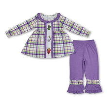 Load image into Gallery viewer, Plaid alligator pelican crawfish kids girls mardi gras outfits