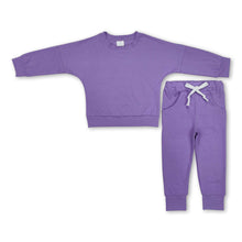 Load image into Gallery viewer, Long sleeves lavender cotton top pockets pants girls clothes