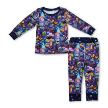Load image into Gallery viewer, Purple long sleeves monster kids girls pajamas
