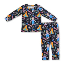 Load image into Gallery viewer, Black long sleeves teacher music girls pajamas