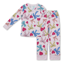 Load image into Gallery viewer, Long sleeves bow heart adult Valentine's pajamas