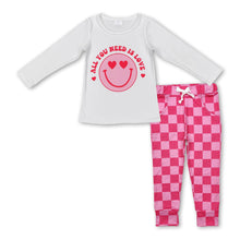 Load image into Gallery viewer, All you need is love heart smile girls Valentine's outfits