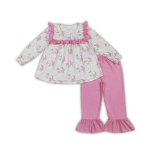Load image into Gallery viewer, Pink ruffle santa tunic ruffle pants girls Christmas clothes