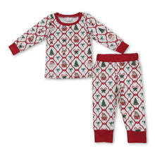 Load image into Gallery viewer, Long sleeves candy cane gingerbread kids Christmas pajamas