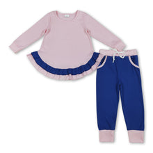 Load image into Gallery viewer, Long sleeves pink ruffle top pants kids girls clothing