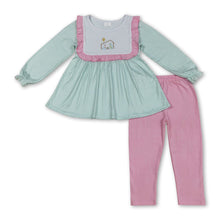 Load image into Gallery viewer, Long sleeves plaid tunic leggings nativity girls Christmas set