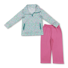 Load image into Gallery viewer, Long sleeves green floral pullover leggings girls clothes
