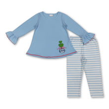 Load image into Gallery viewer, Long sleeves heart bow top stripe leggings girls clothes