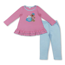 Load image into Gallery viewer, Gingerbread milk  pink top leggings girls Christmas clothes
