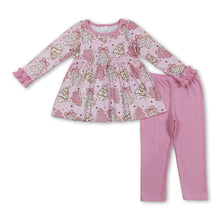Load image into Gallery viewer, Pink bow Christmas tree cake tunic leggings girls outfits