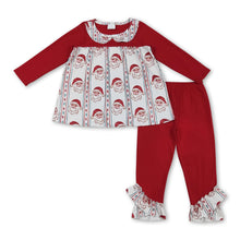 Load image into Gallery viewer, Red long sleeves santa tunic leggings girls Christmas clothes