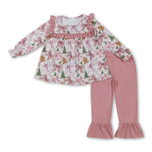 Load image into Gallery viewer, Pink bow gingerbread tunic pants girls Christmas clothes