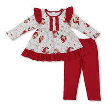 Load image into Gallery viewer, Long sleeves santa tunic leggings girls Christmas  clothing